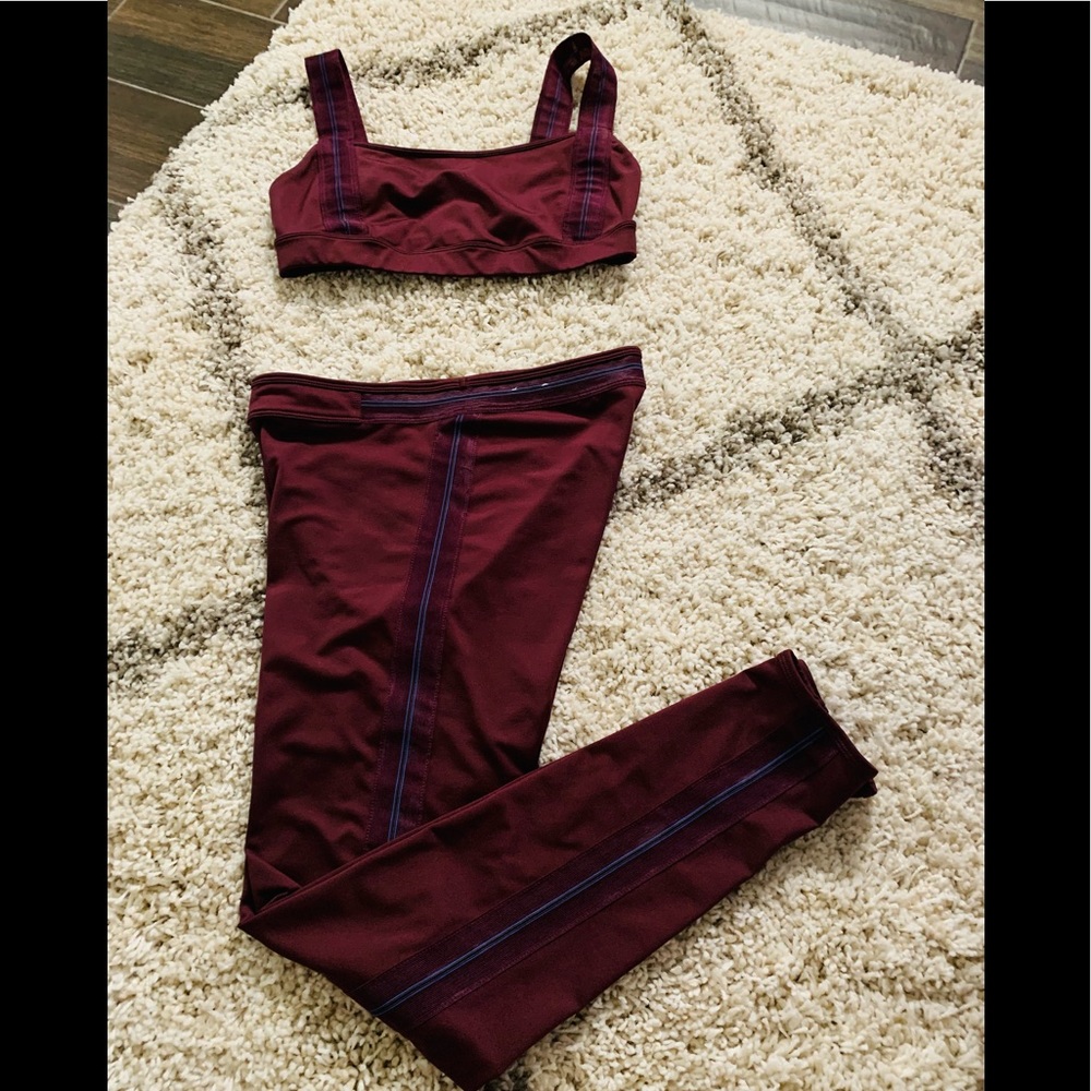 JoyLab Burgundy Sports Bra and Leggings Set
